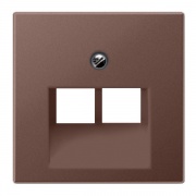Накладка 2-ая компьютерной/телефонной RJ45/RJ11 розетки наклонная Jung A Мокко