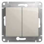 Двухклавишный переключатель 10A механизм SE Glossa, молочный