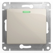 Одноклавишный переключатель с подсветкой 10A механизм SE Glossa, молочный