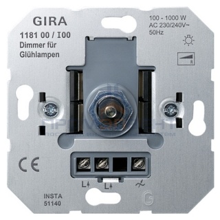 Светорегулятор поворотный 1000W для л/н Gira механизм