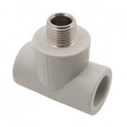 Тройник с переходом на наружную резьбу FV-Plast - 20 x 1/2" (для полипроп.труб, цвет серый)