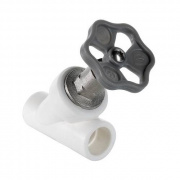 Кран вентильный косой VALTEC VTp.714 - 32 (для полипропиленовых труб под пайку, цвет белый)