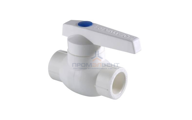 Кран шаровой VALTEC VTp.743 - 40 (c латунной гильзой, для полипропиленовых труб под пайку, белый)