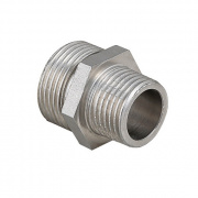 Ниппель латунный резьбовой переходной STOUT - 1/2" x 3/8" (никелированный)