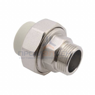 Переход на наружную резьбу разъемный FV-Plast - 63 x 2" (для полипропиленовых труб, цвет серый)