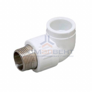 Переход на наружную резьбу угловой Fusitek - 25 x 1/2" (для полипропиленовых труб, цвет белый)