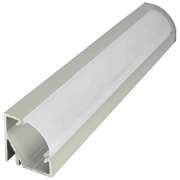 08-31 Профиль алюминиевый для светодиодной ленты, анод., угловой, накладной, серебро, 17х17мм, 1м, шир. ленты до 10мм, индивидуальная упаковка (рассеиватель матовый, заглушки - 2шт.).