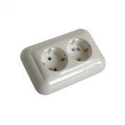 Розетка двухместная скрытой установки с з/к РС16-002, полистирол УХЛ4, 250В, 16А, IP20