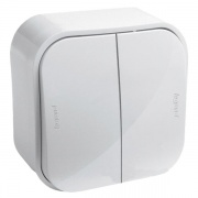 Переключатель двухклавишный на 2 направления, белый