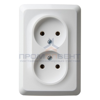 Розетка угловая двойная б/з Этюд белая [уп 9шт]