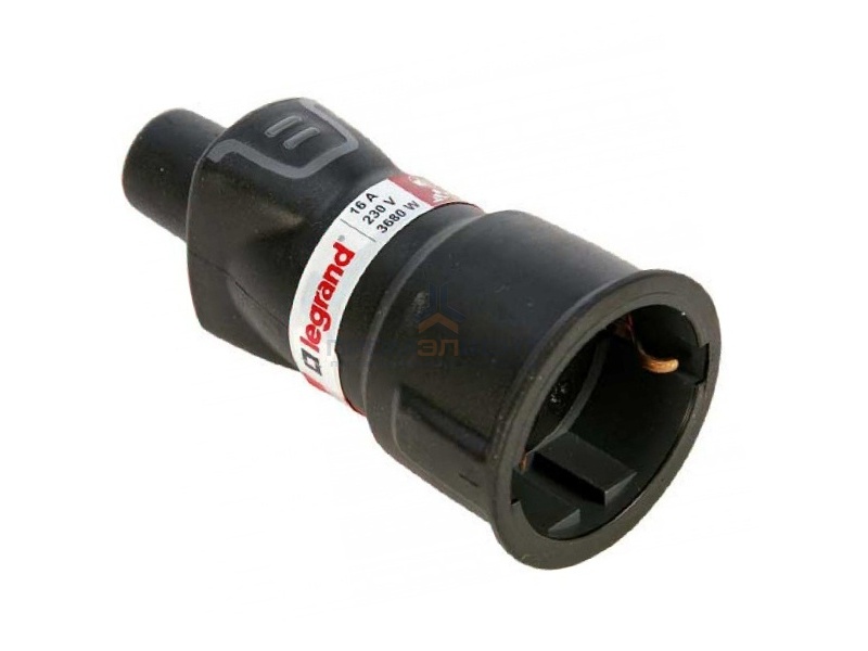 Розетка Legrand с заземлением 16А в резиновом корпусе черная